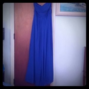 Royal blue chiffon floor length formal dress